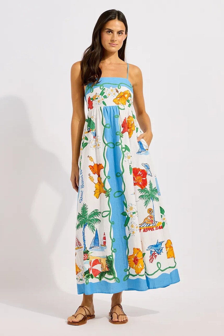 Seafolly letné šaty s ľanom Maxi