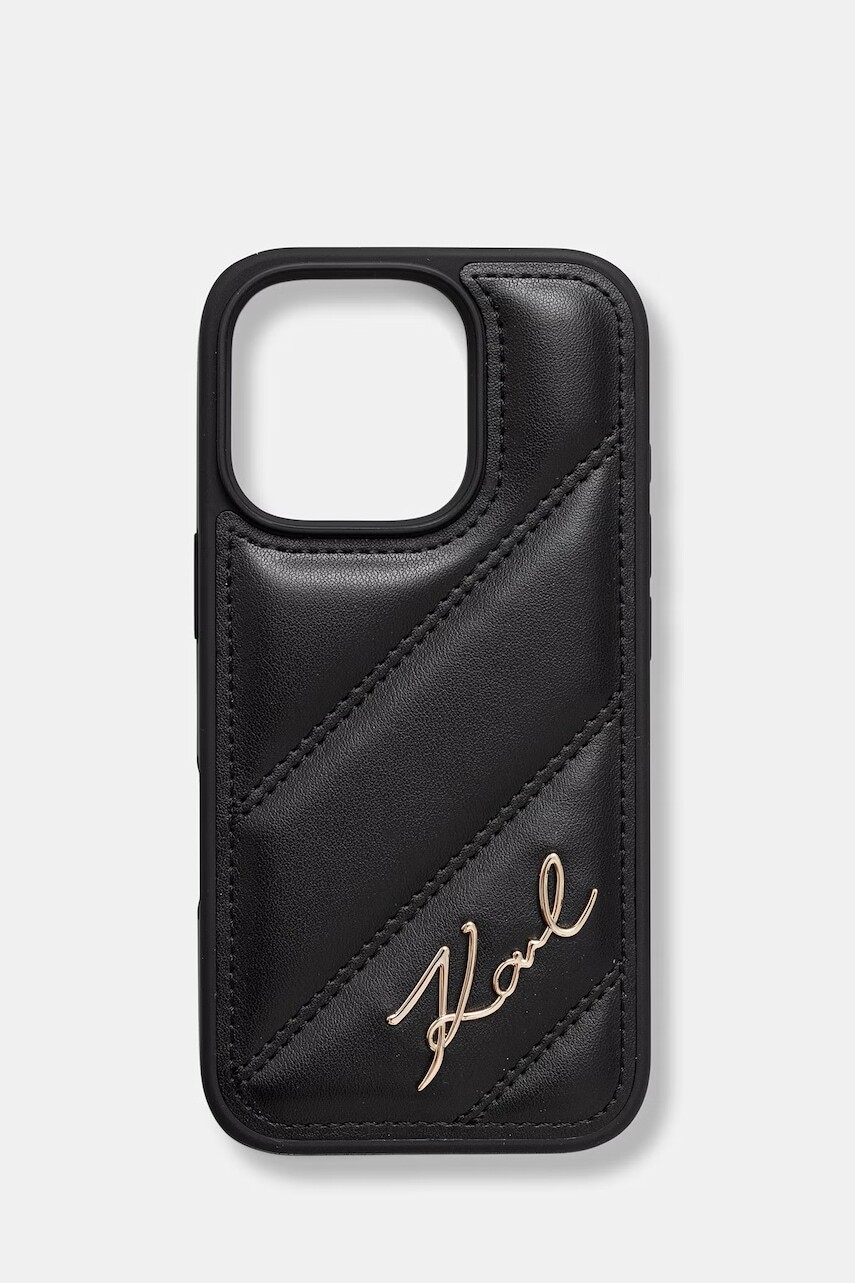 Karl Lagerfeld puzdro na telefón z imitácie kože iPhone 16 Pro