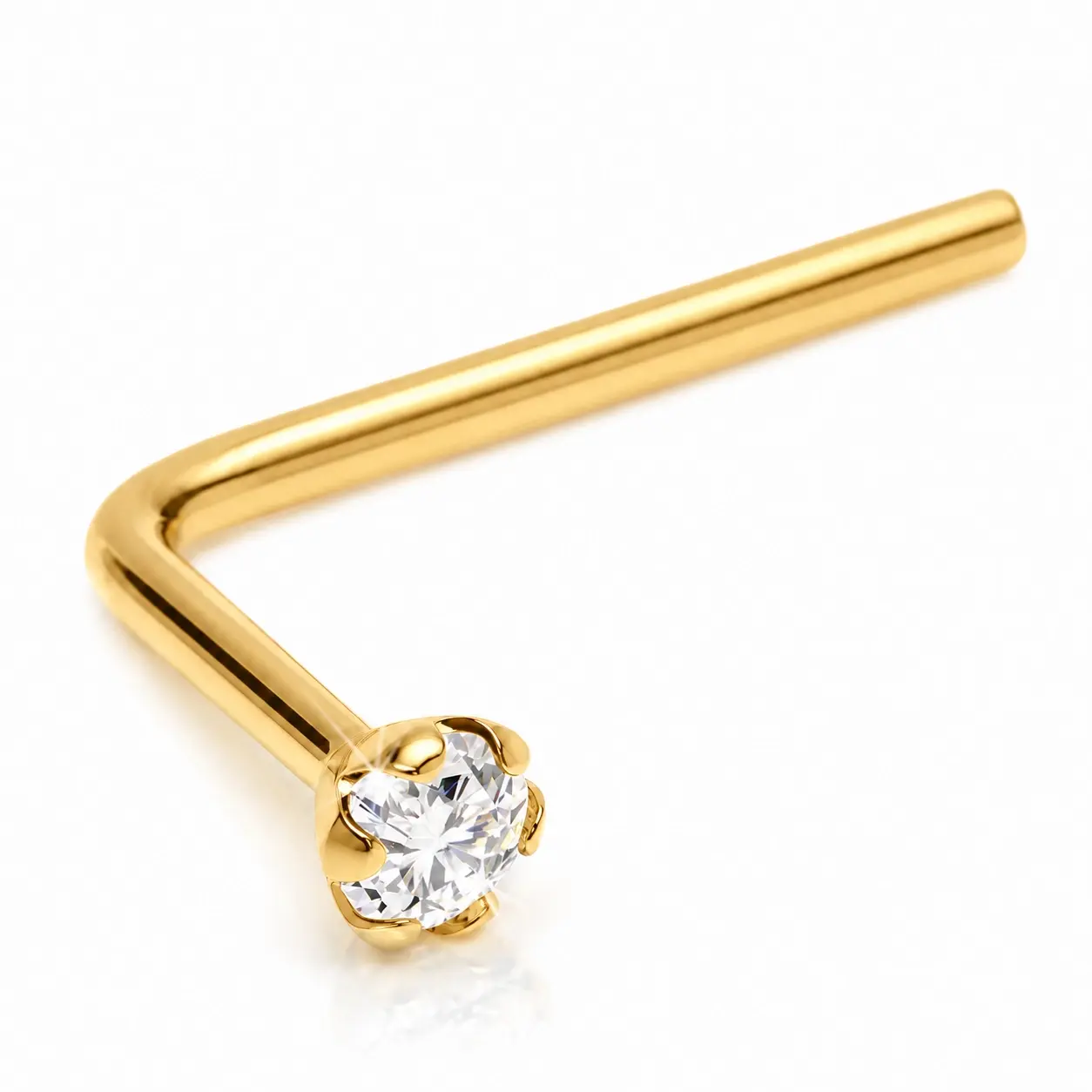 Zlatý piercing 9K do nosa s čírym zirkónom