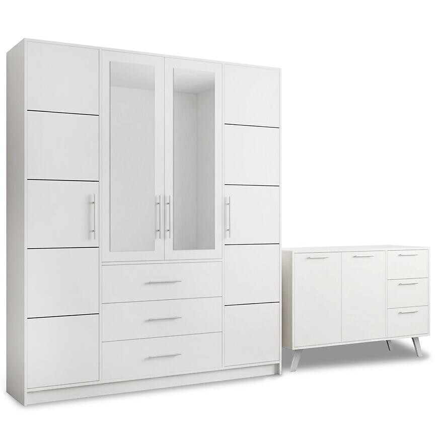 Súprava skriňa  Bali D4 biela + Komoda Bali 140