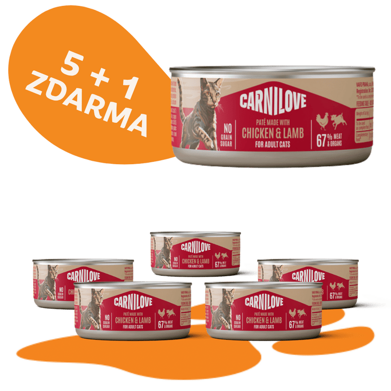 5 + 1 ZADARMO CARNILOVE Cat CAN Paté Made with Chicken & Lamb 100 g