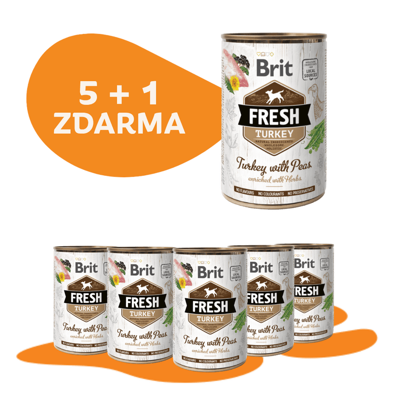 5 + 1 ZADARMO Konzerva BRIT Fresh Duck with Millet 400g