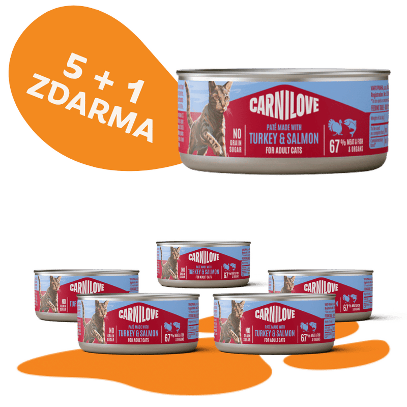 5 + 1 ZADARMO CARNILOVE Cat CAN Paté Made with Turkey & Salmon 100 g