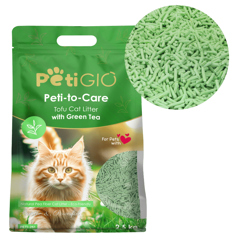 PETIGIO Peti-to-Care podstielka pre mačky Tofu Green Tea 1 x 2.5 kg