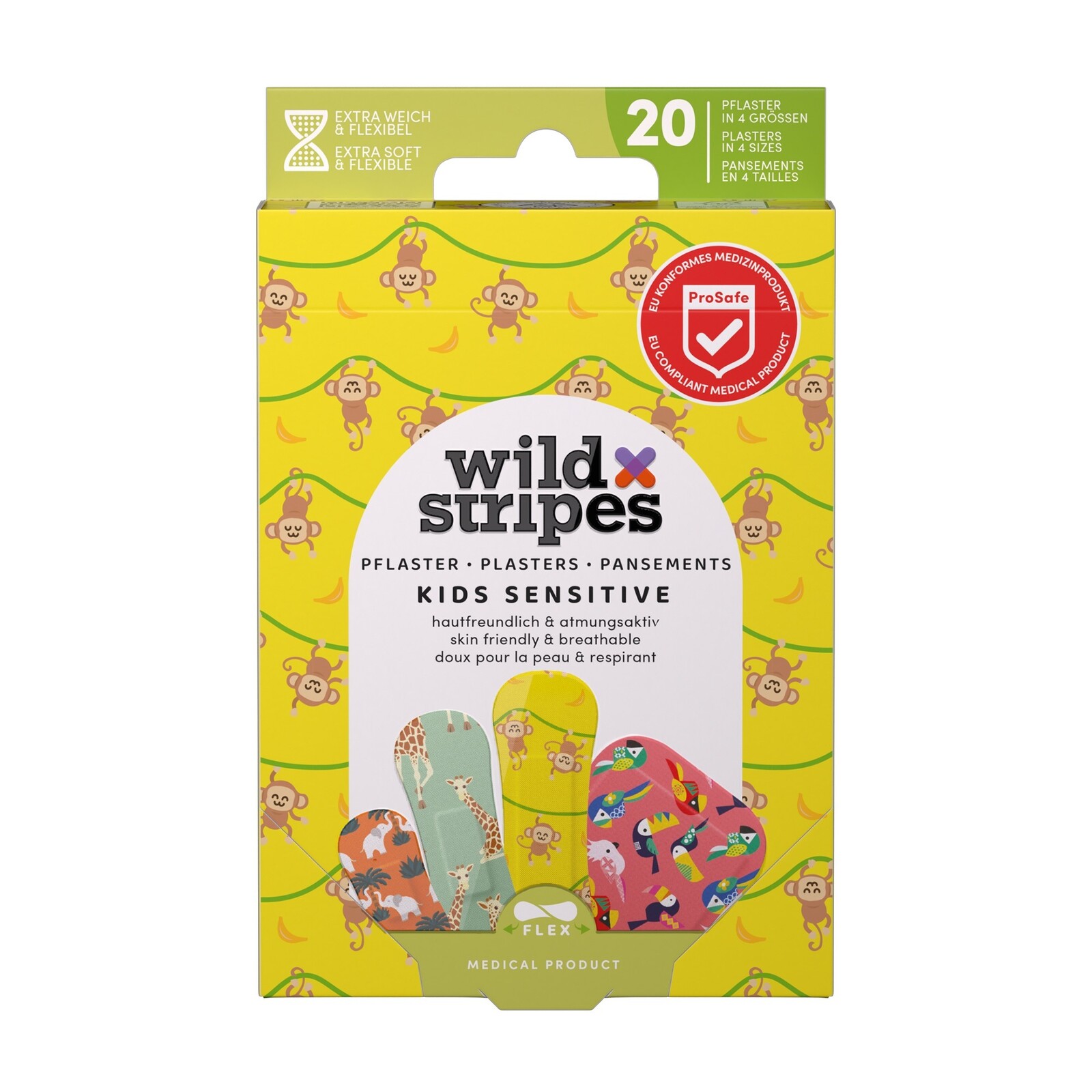 Wild Stripes Detské náplasti Kids Sensitive Jungle Vibe Plasters 20 ks