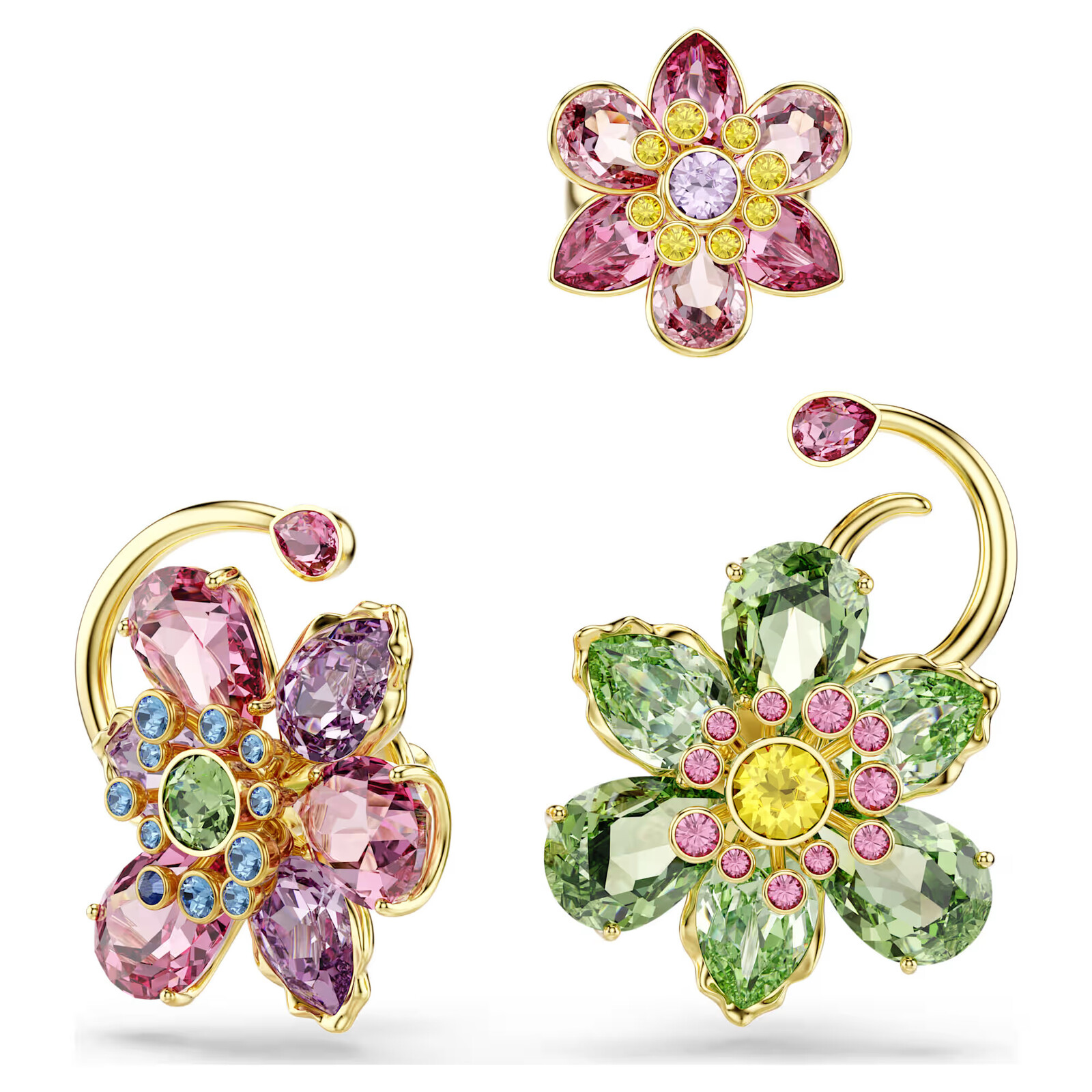 Swarovski Luxusná pozlátená sada asymetrických náušníc Idyllia 5709026