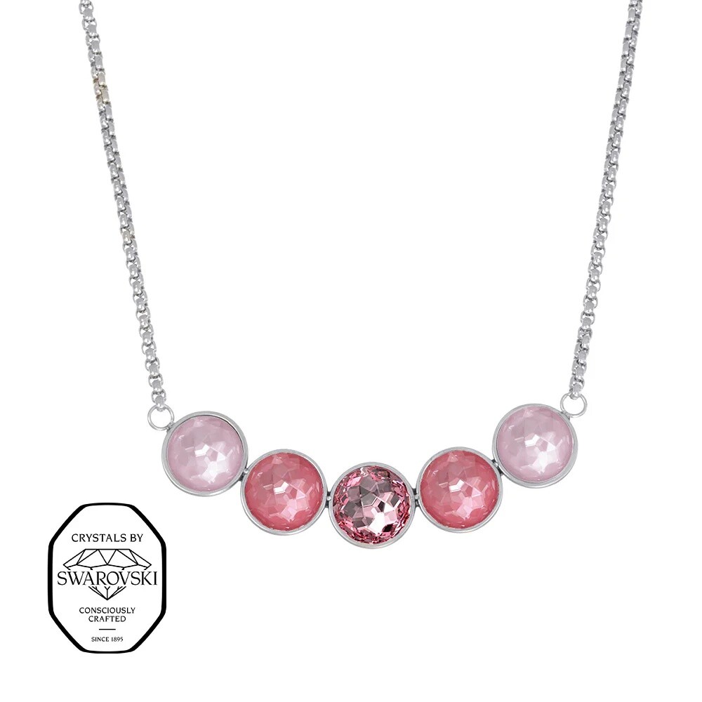 CRYSTalp Oceľový náhrdelník so Swarovski kryštálmi Ibiza 12443.ROS.E