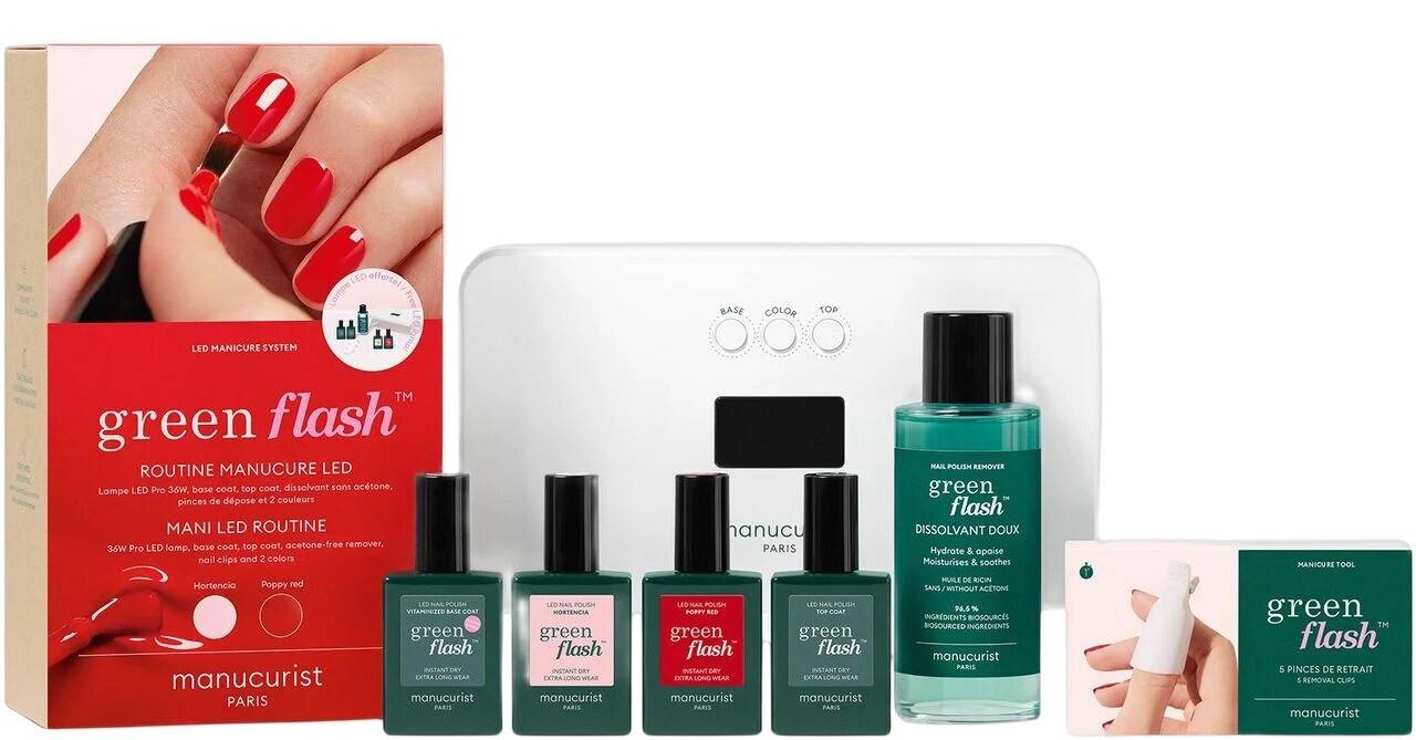 Manucurist Darčeková sada Green Flash Mani Led Routine
