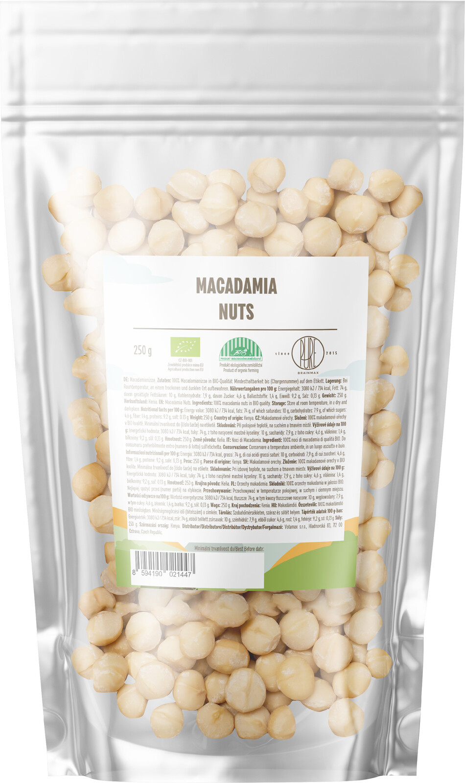 BrainMax Pure Makadamové orechy BIO 250 g