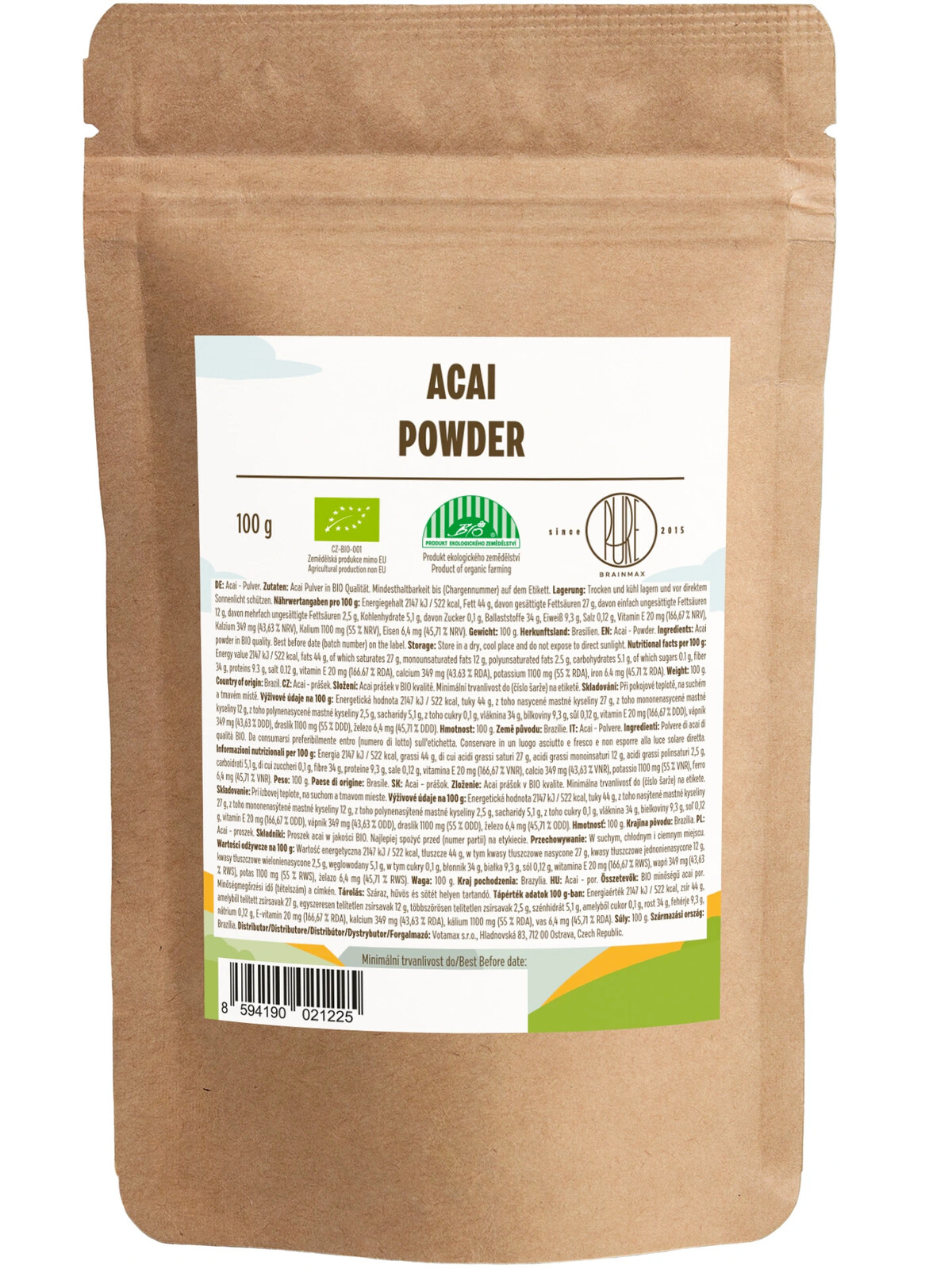 BrainMax Pure Acai prášok BIO 100 g