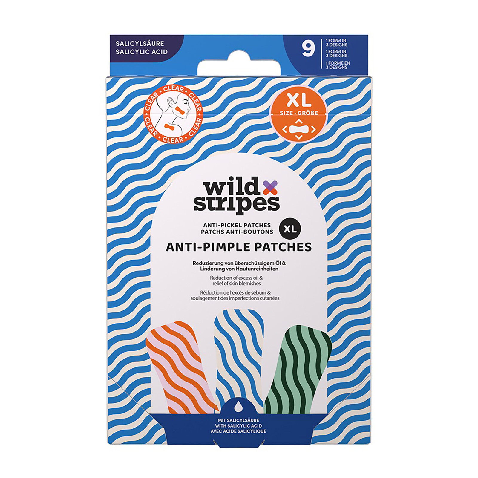 Wild Stripes Hydrokoloidné náplasti na akné Clear Anti-Pimple Patches XL