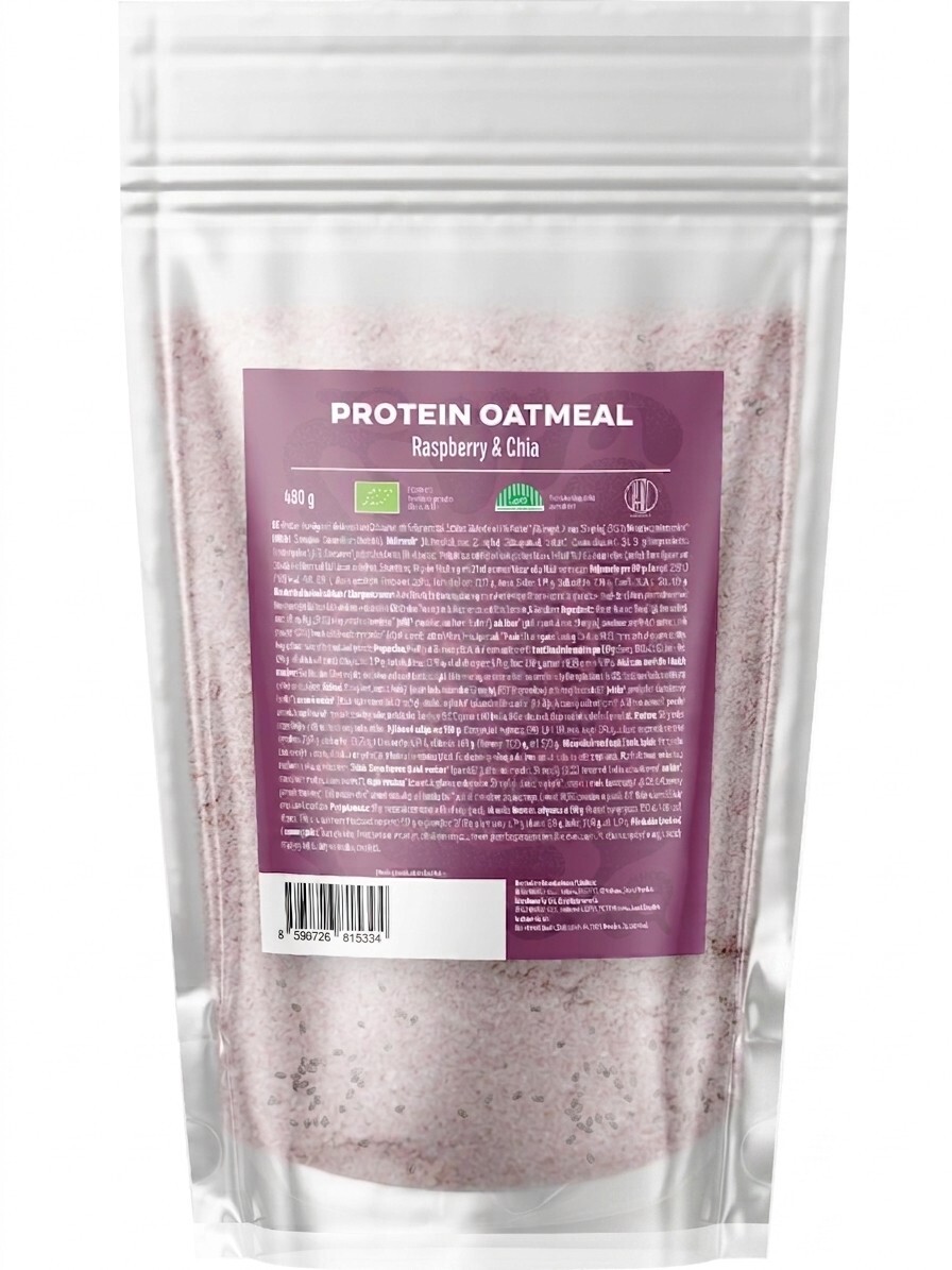 BrainMax Pure Proteínová ovsená kaša malinová s chia BIO 480 g