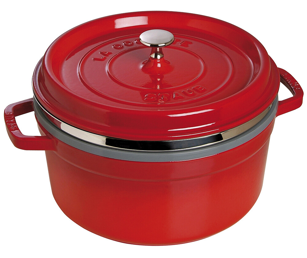 Liatinový hrniec COCOTTE 26 cm, s naparovacia vložka, červený, Staub