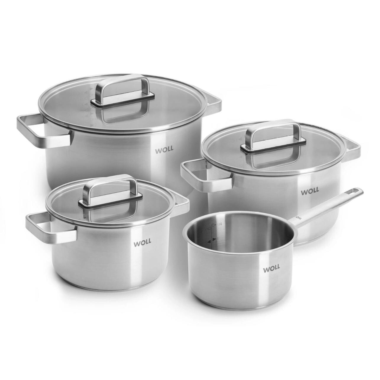 Súprava hrncov STEEL, sada 4 ks, nerezová oceľ, WOLL