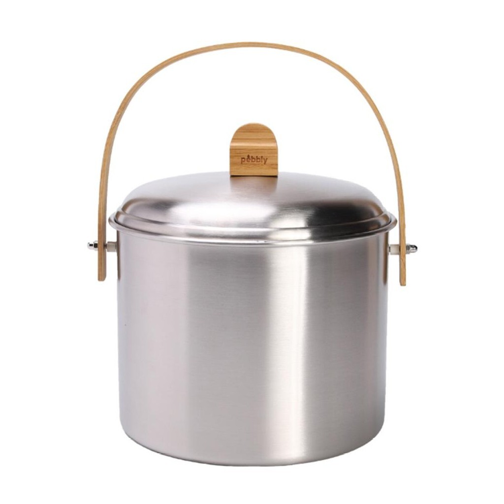 Kompostér NBA313 3,5 l, strieborná, nerezová oceľ / bambus, Pebby