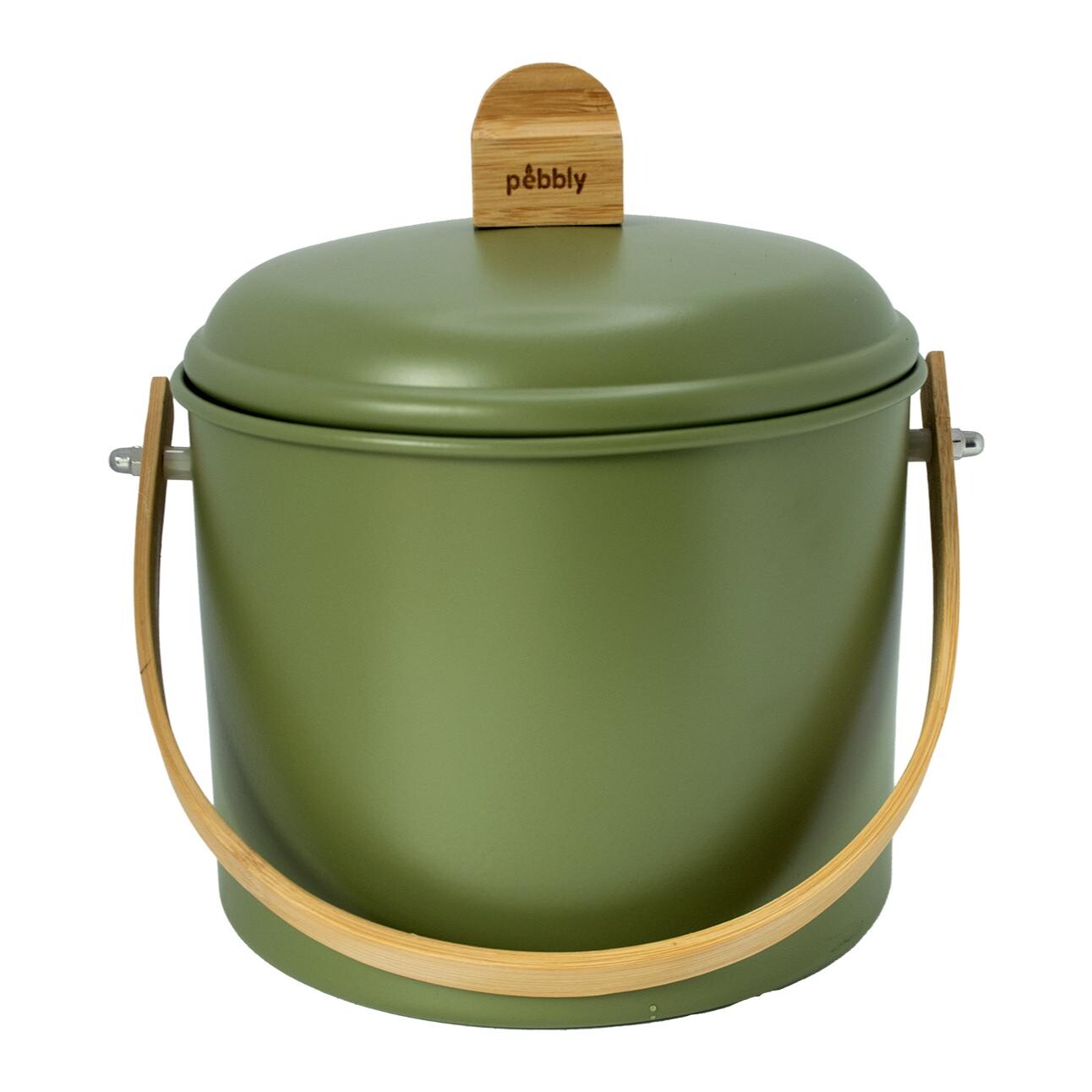 Kompostér NBA313 3,5 l, olivová, oceľ / bambus, Pebby