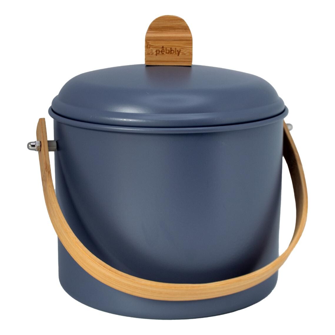Kompostér NBA313 3,5 l, bridlicová, oceľ / bambus, Pebby