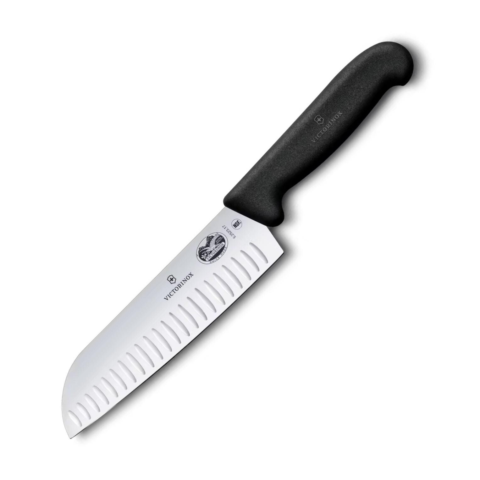Santoku knife FIBROX 17 cm, čierna, plast, Victorinox