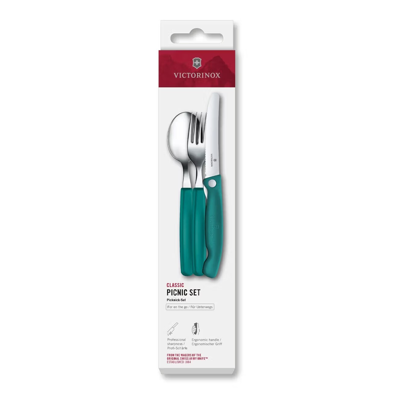 Sada cestovných príborov SWISS CLASSIC, sada 3 ks, zelená, plast, Victorinox
