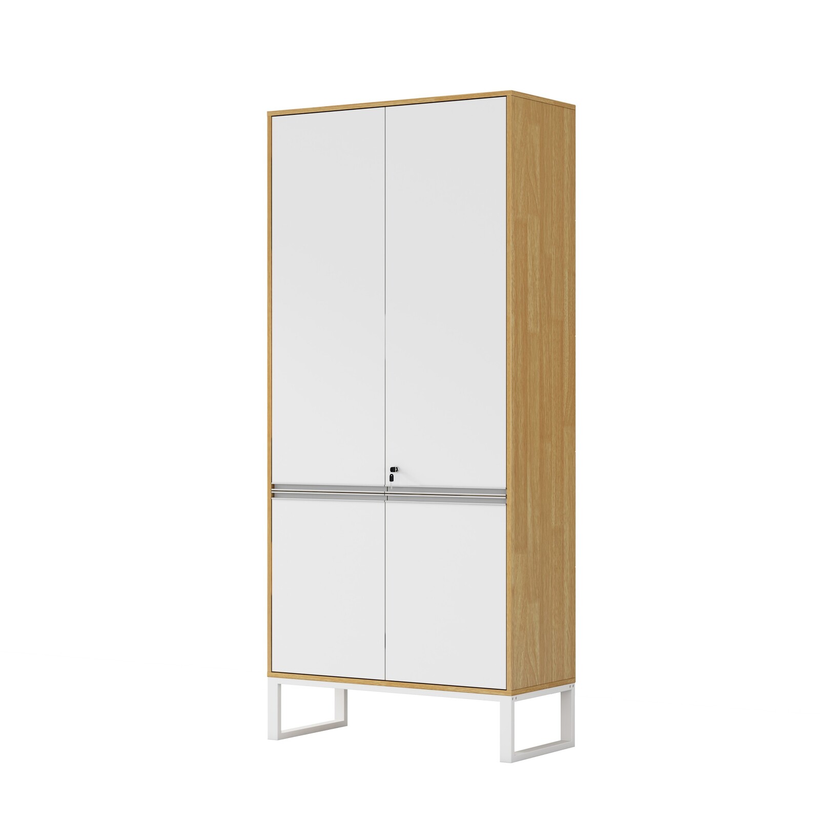 Vysoká kancelářská skříň Houseland Nuvia Loft 90 cm dub/bílá