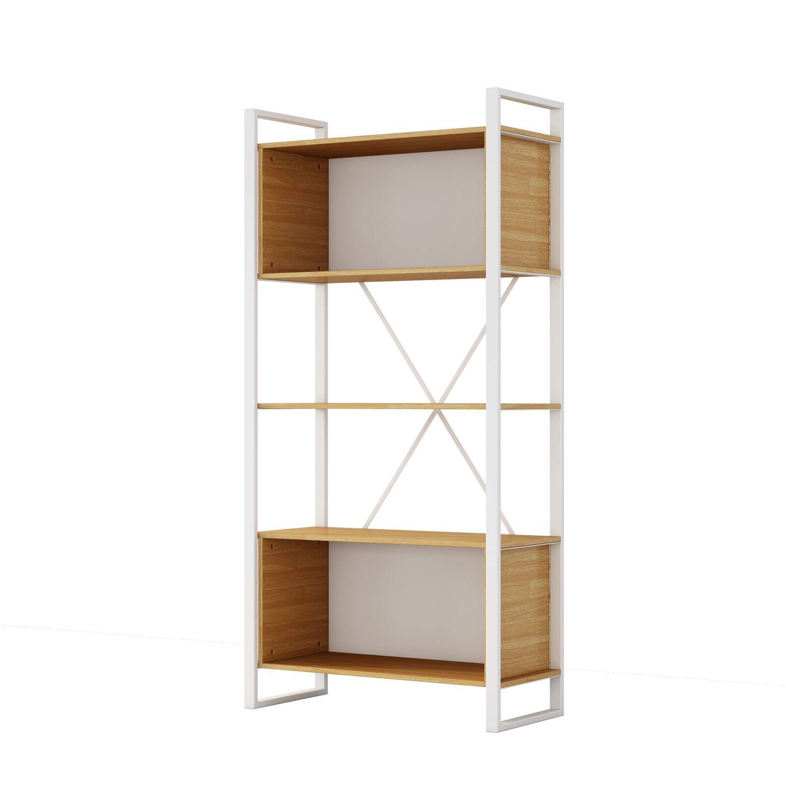 Vysoký kancelářský regál Houseland Nuvia Stack 90 cm dub/bílý