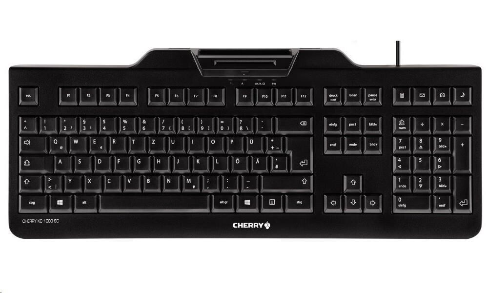 CHERRY klávesnica s čítačkou kariet KC 1000 SC/ USB/ ISO 7816 podporované karty/ čierna/ CZ layout