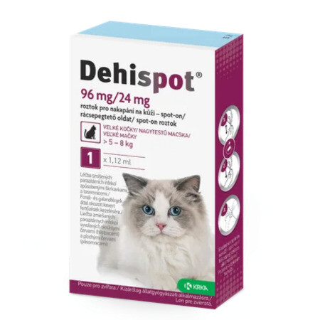 DEHISPOT Spot-on roztok pre veľké mačky 96 mg/24 mg 1 x 12 ml