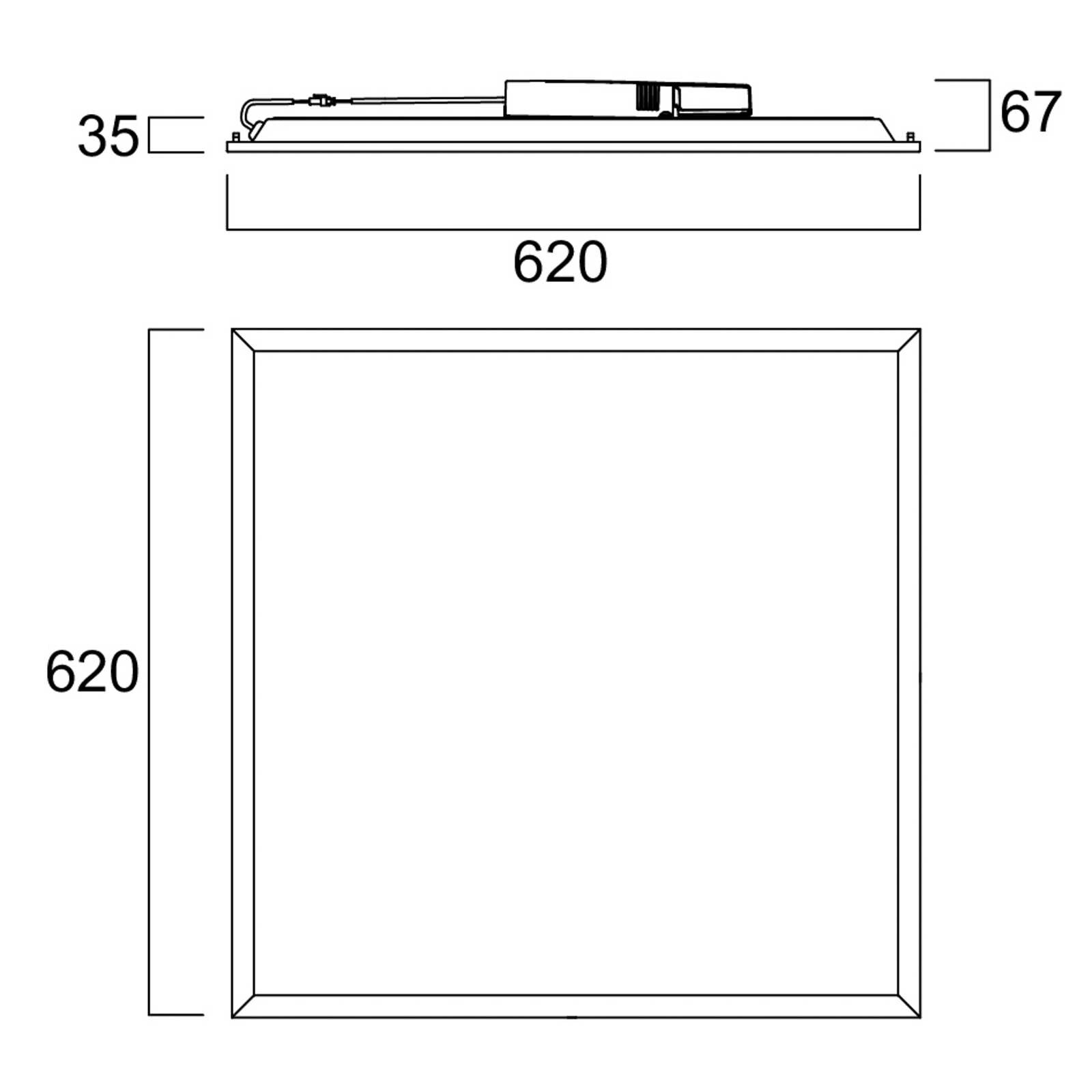 Vstavaný LED panel QUANTUM, biely, 62 x 62 cm, zapnutie/vypnutie, 26 W, UGR19,