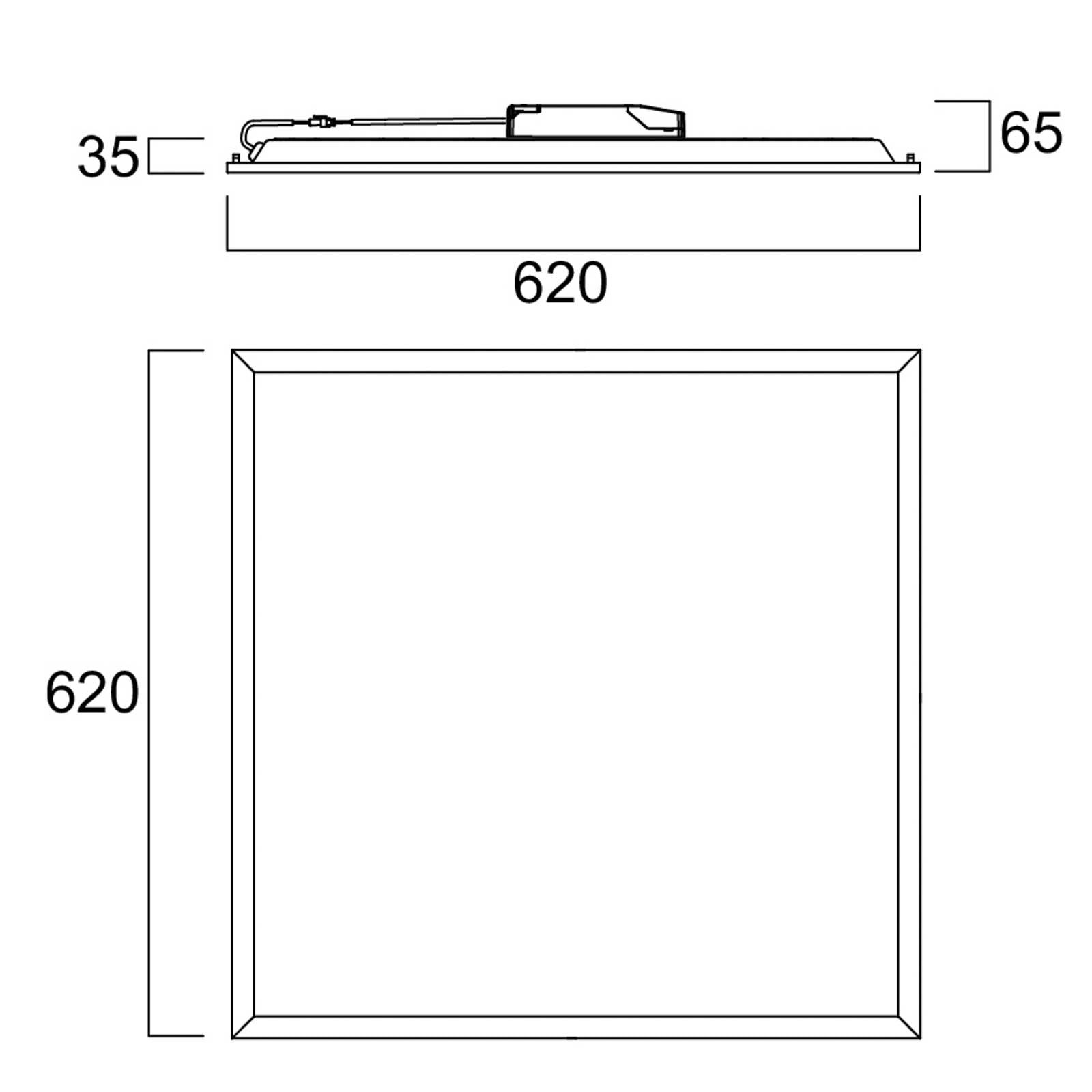 Vstavaný LED panel QUANTUM, biely, 62 x 62 cm, DALI, 26 W, UGR19, IP54
