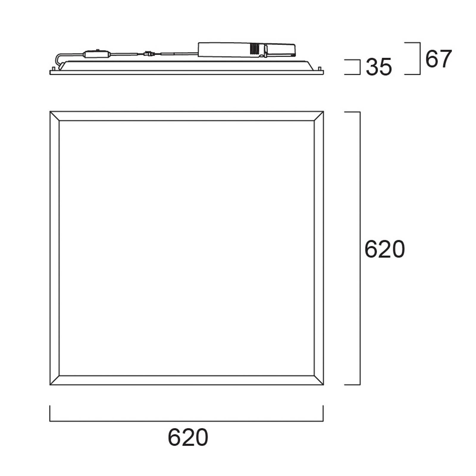Vstavaný LED panel START, biely, 62 x 62 cm, zapnutie/vypnutie, CCT, 33 W, UGR19