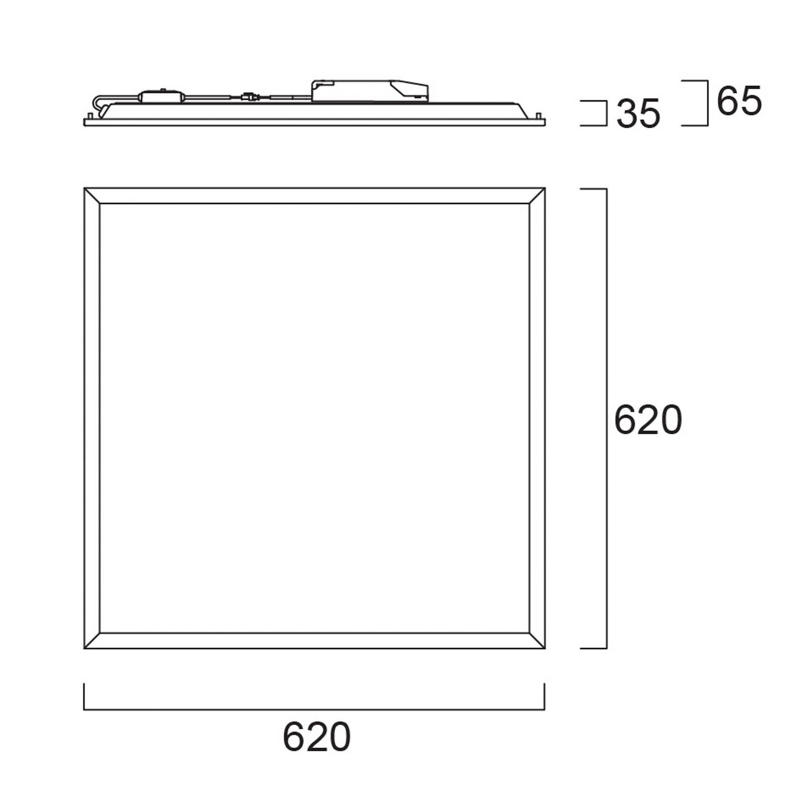 Vstavaný LED panel START, biely, 62 x 62 cm, DALI, CCT, 33 W, UGR19