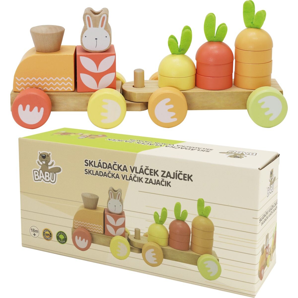 BABU - Skladací vláčik so zajíčkom - jednovagónový
