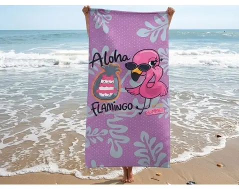 Plážová osuška Aloha Flamingo, 80x160 cm%