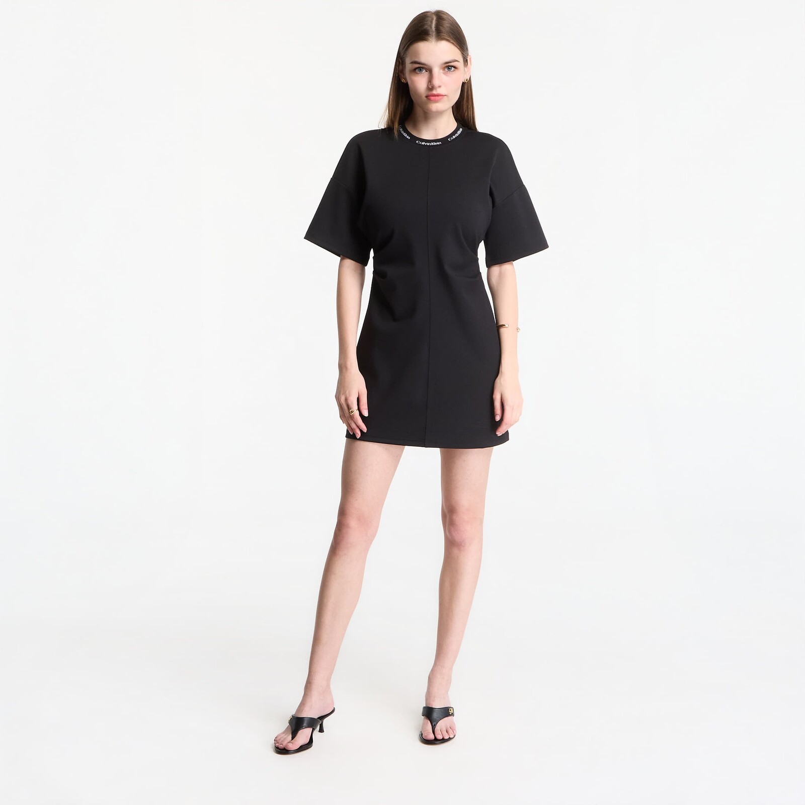 Oblečenie Calvin Klein Jeans Ss Logo Rib Interlock T-Shirt Dress Black M