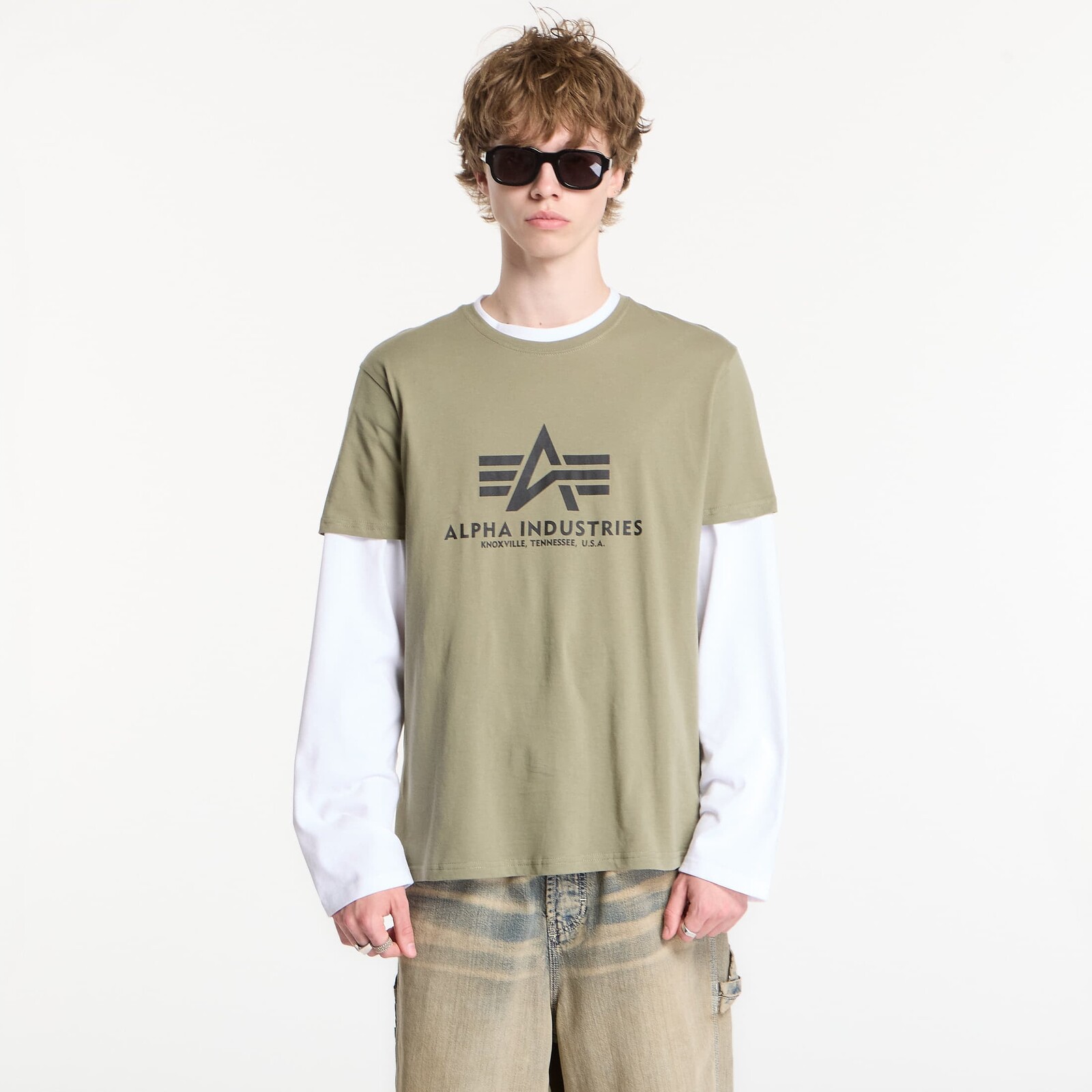 Tričko Alpha Industries Basic Tee Green XL