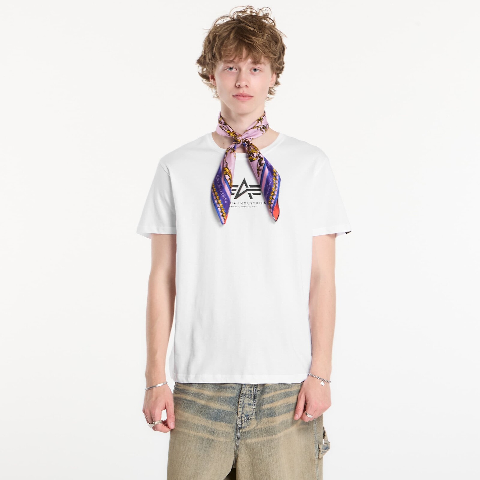Tričko Alpha Industries Basic T-Shirt Contrast Stitch White XL