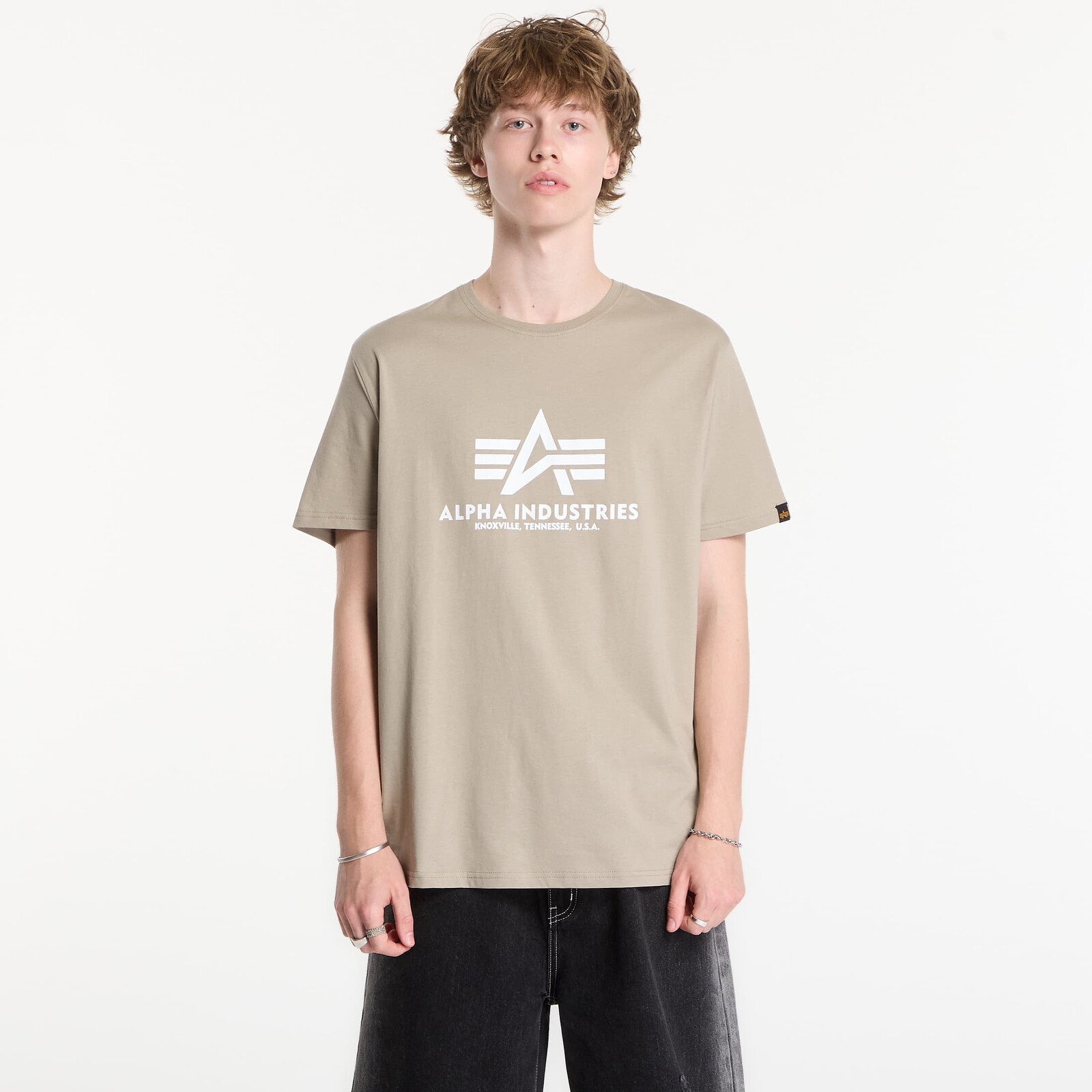 Tričko Alpha Industries Basic T-Shirt Vintage Sand M