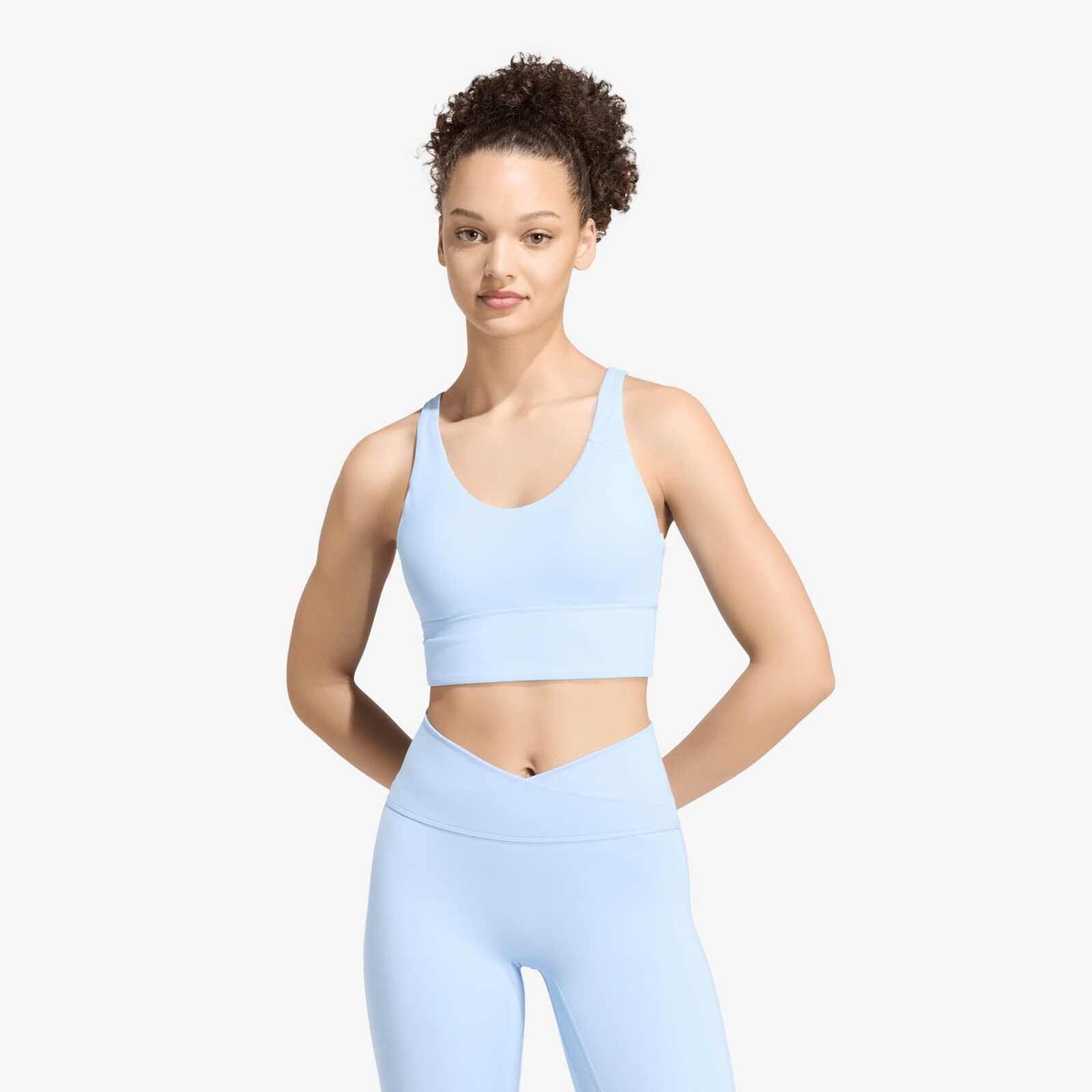 Podprsenka adidas 3 Stripes Studio All Me Light Support Bra Glow Blue S