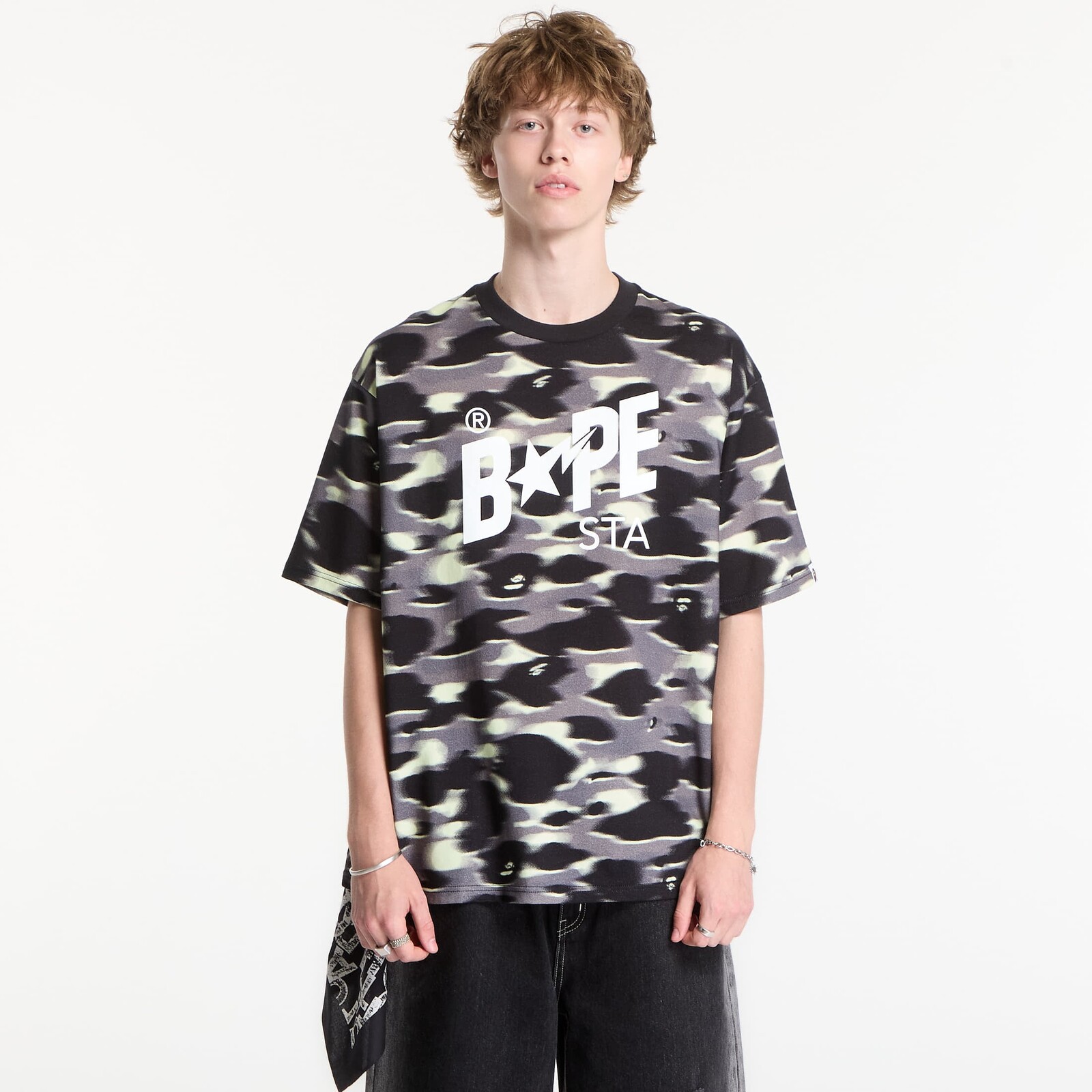 Tričko A BATHING APE Screen Camo Sta Logo Relaxed Fit Tee Black UNISEX L