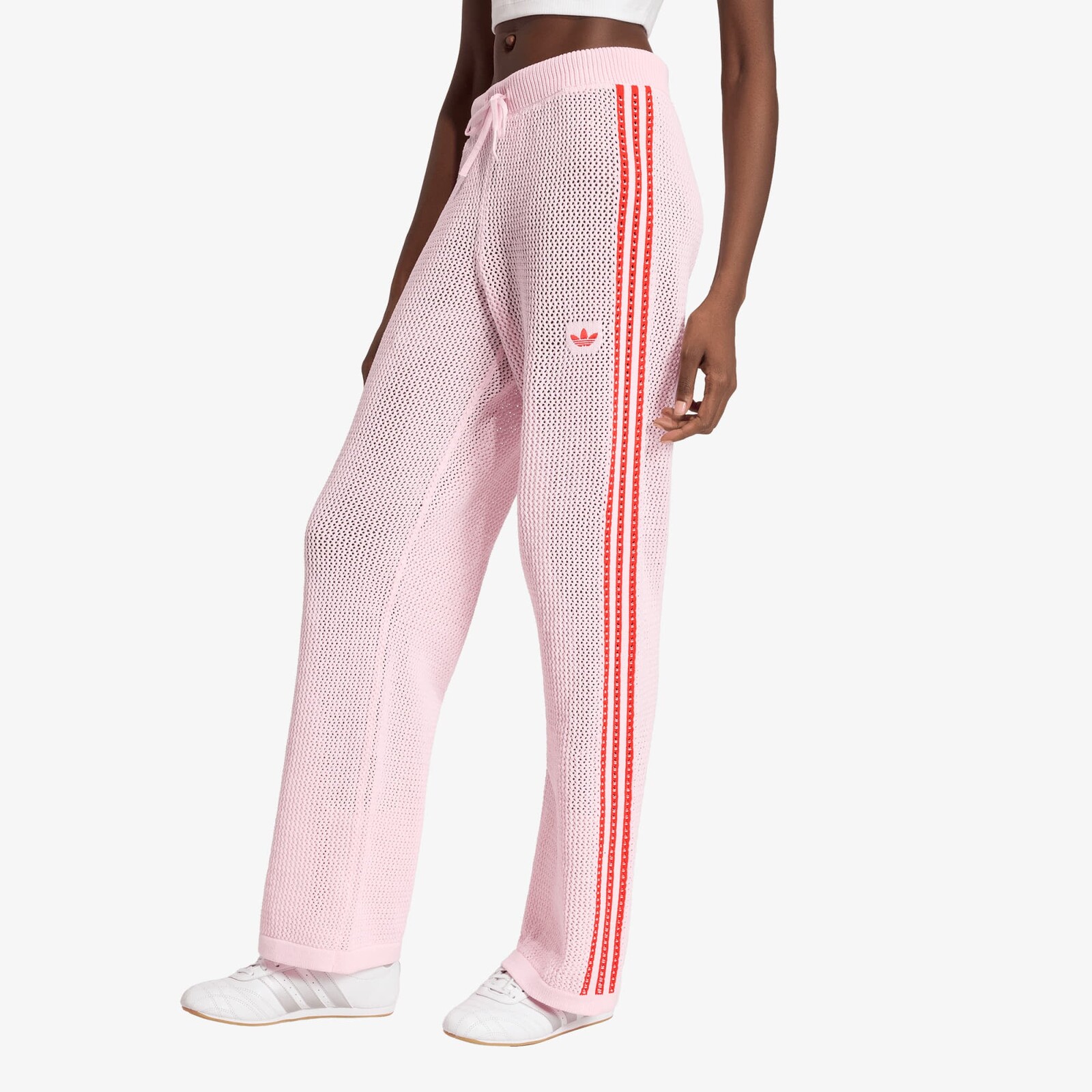 Tepláky adidas Crochet Track Pants Clear Pink/ Red M