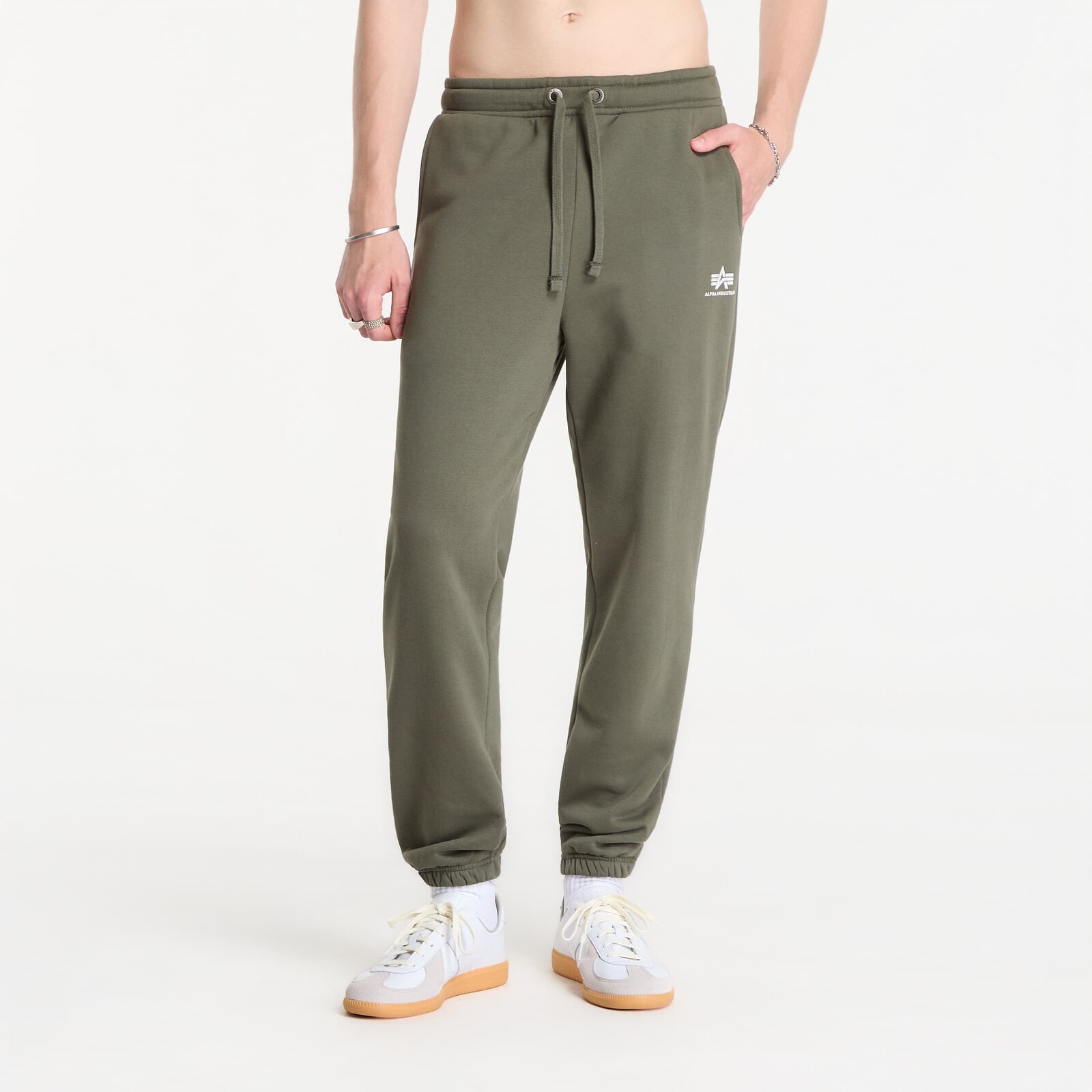 Tepláky Alpha Industries Basic Small Logo II Jogger Dark Olive XL