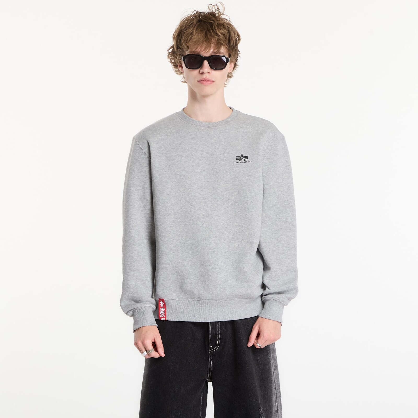 Mikina Alpha Industries Basic Small Logo Sweatshirt Grey Heather L