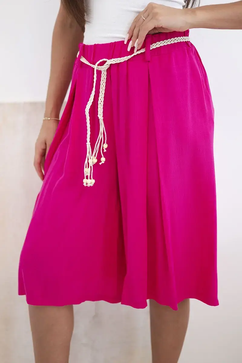 Dámske viskózové kraťasy Kesi s boho opaskom fuchsiové