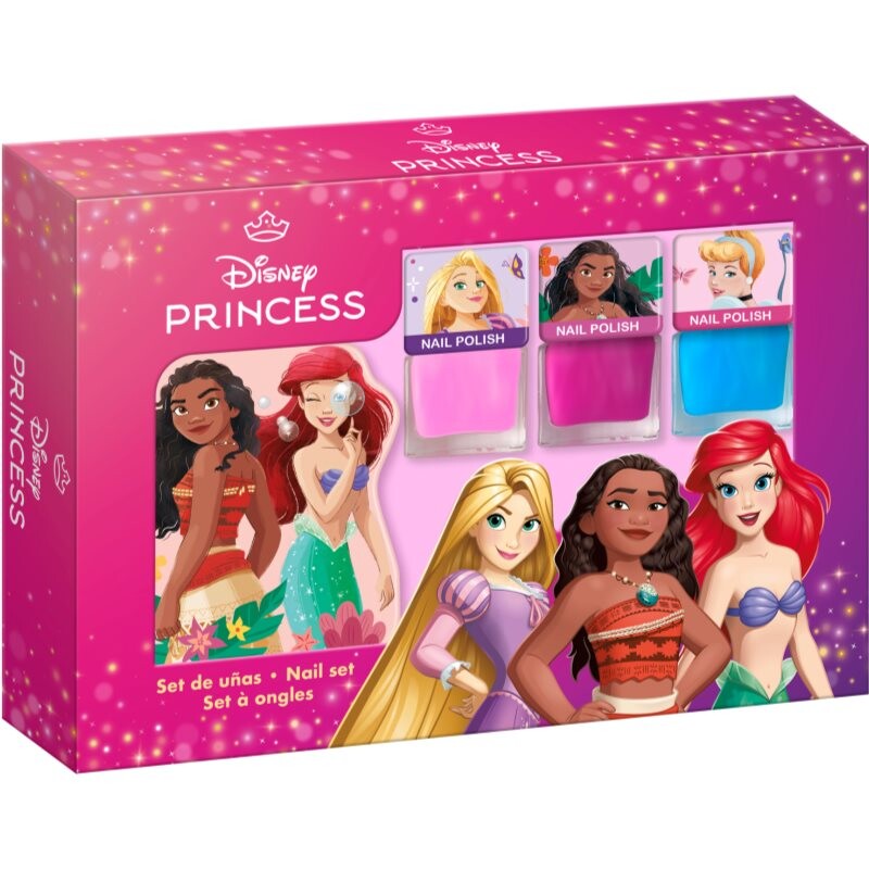 Disney Princess Nail Set sada lakov na nechty 3y+ Pink, Blue, Pink 3x4.5 ml