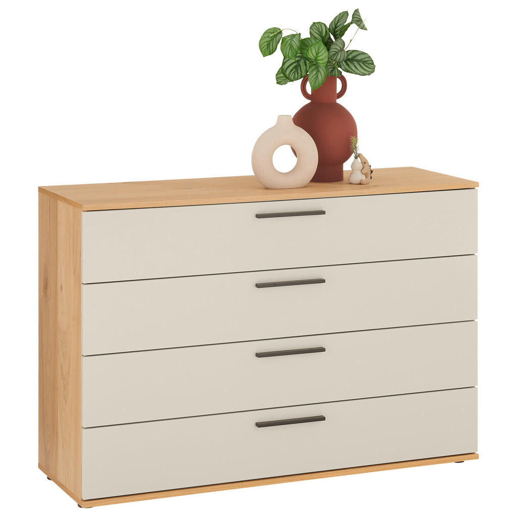 Dieter Knoll ŠIROKÁ KOMODA, farba duba, piesková, 120/83/46 cm