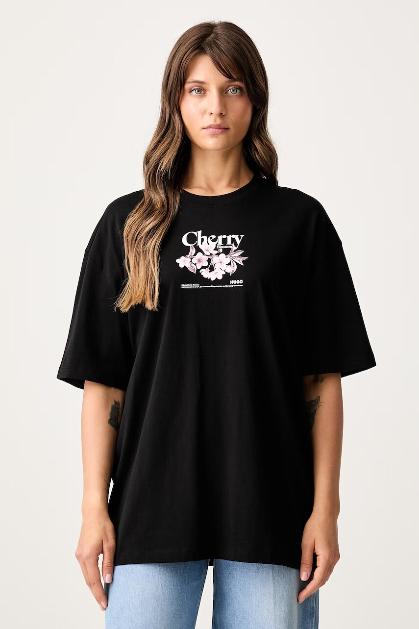 HUGO Blue tričko dámske bavlnené Oversized Tee_B_15