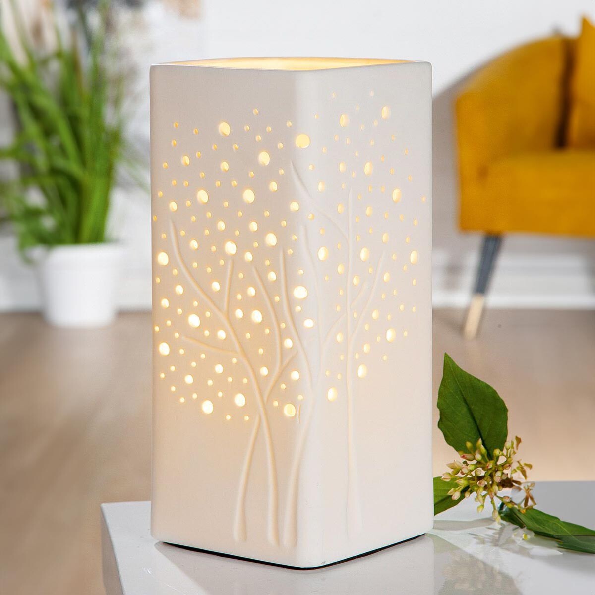 Porcelánová stolová lampa Stromy