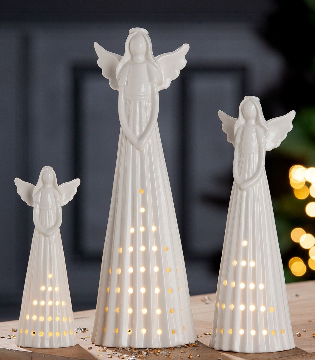 Porcelánový anjel s LED diódou 