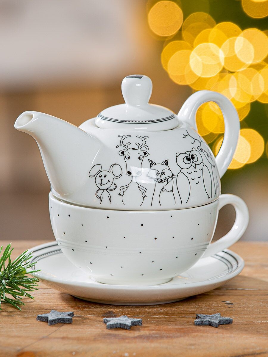 Porcelánová kanvica s bodkami 