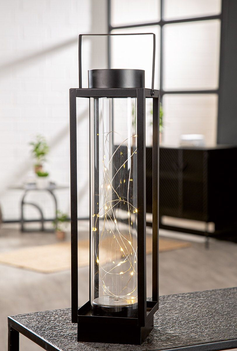 LED kovový obdĺžnikový lampáš 